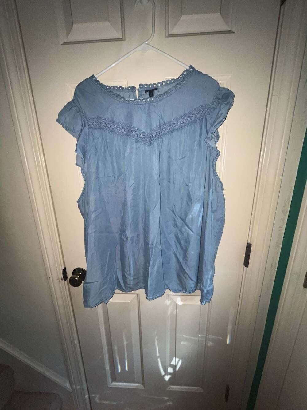 Torrid Blue Ruffle Sleeve Pleated Top Size 4
